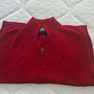 Polo by Ralph Lauren Men's Vibrant Red 1/4 Zip Sweater
